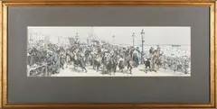 Godefroy Durand, Brighton Seafront with the Chain Pier and Marine Parade, wood engraving with later hand-colouring