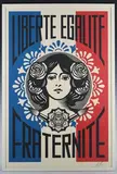 Liberte, Egalite, Fraternite by Shepard Fairey, 21st century screenprint in colours, sold Jan 2023