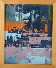 Jim Starr, Americana, mixed media screenprint with spray paint on canvas