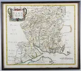 Robert Morden, Hampshire' (Map of the County), copper engraving with hand-colouring on laid paper