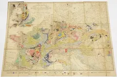 Ernst Heinrich Karl von Dechen, Geognostische Übersichts-Karte von Deutschland, Frankreich, England und den angrenzenden Laendern' (Geological Map of Western Europe), engraving in 21 sections with near period hand-colouring