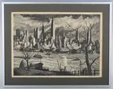 William Charles McNulty, After the Storm' (View of Manhattan, New York), etching