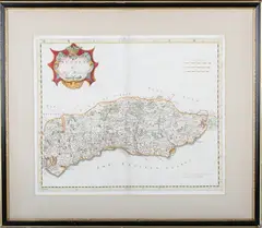 Robert Morden, Sussex, engraving with later hand-colouring on laid paper