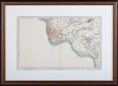 Percy J. Edwards, A Map of the River Thames from Rotherhithe to Putney, engraving with later hand-colouring