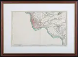Percy J. Edwards, A Map of the River Thames from Rotherhithe to Putney, engraving with later hand-colouring