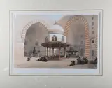 David Roberts, Mosque of Sultan Hassan, Cairo, stone lithograph with hand-colouring
