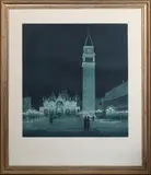 Claude Francis Barry, St Mark's Square with St Mark's Basilica and the Campanile, Venice, etching with aquatint on wove paper