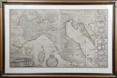 Herman Moll, A New Map of the Upper Part of Italy containing ye Principality of Piedmont by ye Dutchies of Savoy, Milan, Parma, Mantua, Modena, Tuscany, the Dominions of ye Pope, &c. The Republiques of Venice, Gen, engraving on laid paper with later hand-colouring in outline