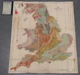 Archibald Geikie, Geological Map of England & Wales, reduced chiefly from the Ordnance and Geological Surveys, engraving in 35 sections with near period hand-colouring