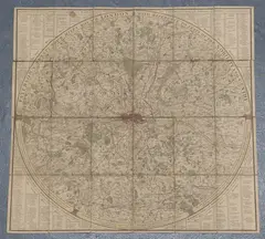 Daniel Paterson, Paterson's Twenty Four Miles round London, with Reference to Seats of the Nobility and Gentry, engraving in 24 sections with near period hand-colouring
