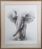 Gary Hodges, The Charge' (Bull African Elephant), monochrome print