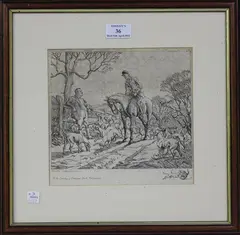 Geoffrey Sparrow, Crawley & Horsham Foot Followers' (Fox Hunting Scene), etching