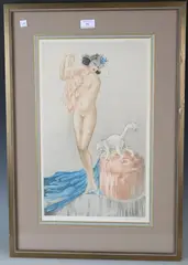 Louis Icart, Pink Slip/L'Essayage, colour etching with aquatint circa 1939