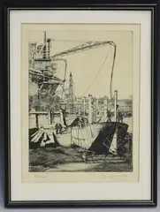 Noël Spencer, Bankside, etching