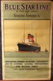 Norman Wilkinson, Blue Star Line de Luxe Mail Service to South America' (Travel Poster)