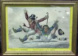 James Gillray, Elements of Skateing, A Fundamental Error in the Art of Skaiting' and 'Elements of Skateing, The Consequence of going before the Wind' (Ice Skating), a pair of etchings with aquatint and later hand-colouring