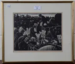 Clare Leighton, The Fat Stock Market, woodcut