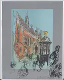 Feliks Topolski, The Three Judges, Grays Inn, colour silkscreen