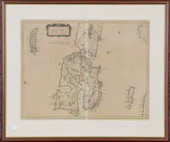 Ila Insula ex Aebudarum majoribus Una' (Islay, Map of the Island) by Johannes Blaeu, engraving with later hand-colouring, sold Aug 2021
