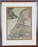 Francois Halma, Holland' (Map of the Country), engraving with later hand-colouring on laid paper