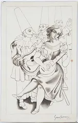 Gino Severini, Colombina, engraving on laid paper