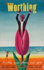 Kenneth Bromfield, Sunny Worthing, Sunshine, Music, Flowers and Sport' (Railway Travel Poster), lithograph