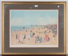 Helen Bradley, Punch and Judy, Blackpool Sands, mid/late 20th century colour print