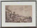 Paul Sandby, View of a Cathedral on the Bank of a Canal, sepia etching with aquatint