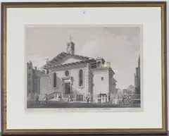 Paul Sandby, The West Front of St Paul's, Covent Garden, monochrome engraving