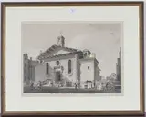 Paul Sandby, The West Front of St Paul's, Covent Garden, monochrome engraving