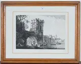 Paul Sandby, The Old Welsh Bridge, Salop, monochrome etching by Owen