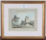 Paul Sandby, A Romantic Composition, hand-coloured etching