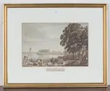 Paul Sandby, Eton College from Crown Corner, hand-coloured etching with aquatint