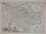 Emanuel Bowen, An Accurate Map of the County of Kent Divided into its Lathes, engraving later coloured in outline