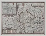 John Speed, Dorsetshyre with the shyre towne Dorchester described' (Map of Dorset), engraving with later colour