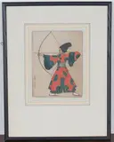 Dorsey Potter Tyson, Archer, hand-coloured etching