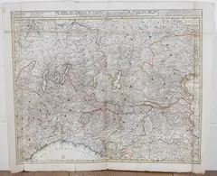 Charles Visscher, De Stoel des Oorlogs in Italien waar in Vertoont Werden de Staat van Milano, de Republicen van Venetien en Genoua de Landen van Parma, Mantoua, Modena, Ferrara…' (Map of the Northern Regions of Italy), engraving with near period colour