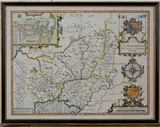 John Speed, Caemarden, Both Shyre and Towne described' (Map of Carmarthenshire with Town Plan for Carmarthen), engraving with near period colour
