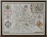 John Speed, Breknoke both Shyre and Towne described' (Map of Breconshire with a Town Plan of Brecon), engraving with later colour