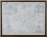 John Speed, The Countie of Radnor described and the Shyretownes Sittuatione' (Map of Radnorshire with a Town Plan of Radnor), engraving sold by Thomas Bassett and Richard Chiswell