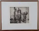 Frank Brangwyn, Trees on the Bank of a Lake, etching