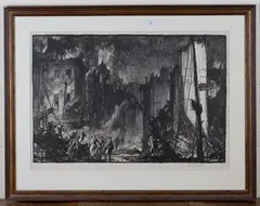Frank Brangwyn, Cambrai: Wartime, from the Ruins of War series, lithograph circa 1919