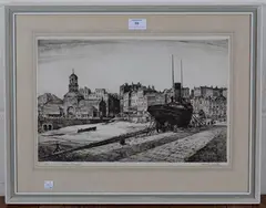 John C. Moody, Old Custom House, Slipway, Ramsgate, etching
