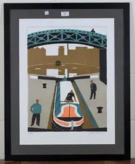 Julian Trevelyan, Grand Union Canal at Brentford, colour screenprint