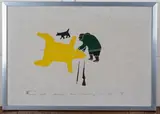Imoona Karpik, Skinning a Bear, colour intaglio print