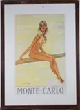 Jean-Gabriel Domergue, Monte Carlo' (Poster with a Young Lady sitting on a Plank)