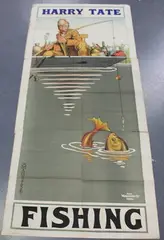 William Heath Robinson, Harry Tate Fishing, colour lithograph in three sections published by John Waddington Ltd