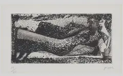 Henry Moore, Reclining Figure, aquatint and drypoint etching circa 1966