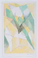 Abstract Composition by Jacques Villon, colour lithograph, sold Jul 2020