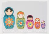 Julia Trigg, Russian Dolls, colour screenprint
